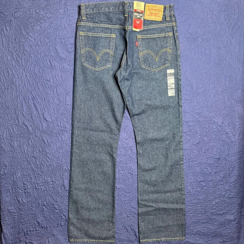 Dead Stock NWT Levis 517 Bootcut Jeans Mens 34x34 (34x35) Slim Fit Blue Denim